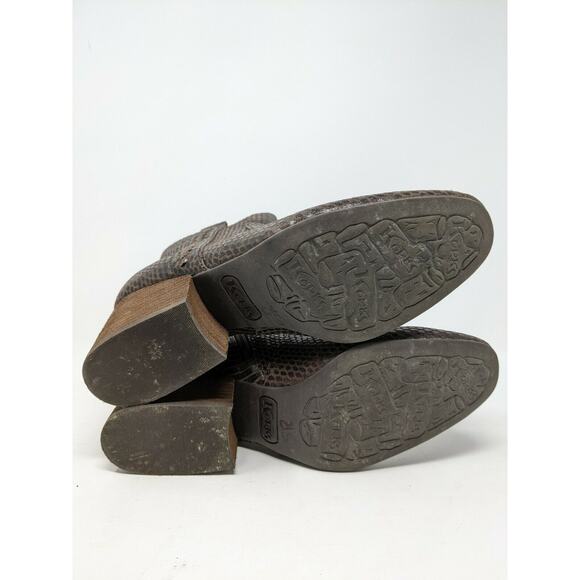 Womens Korks Boots Booties Size 8.5M Scale Pattern Brown Leather Upper - Picture 10 of 12